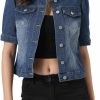 Allegra K Allegra K Casual Jacket For Women'S Short Puff Sleeves Button-Down Jean Denim Jacket | Coats, Jackets & Vests