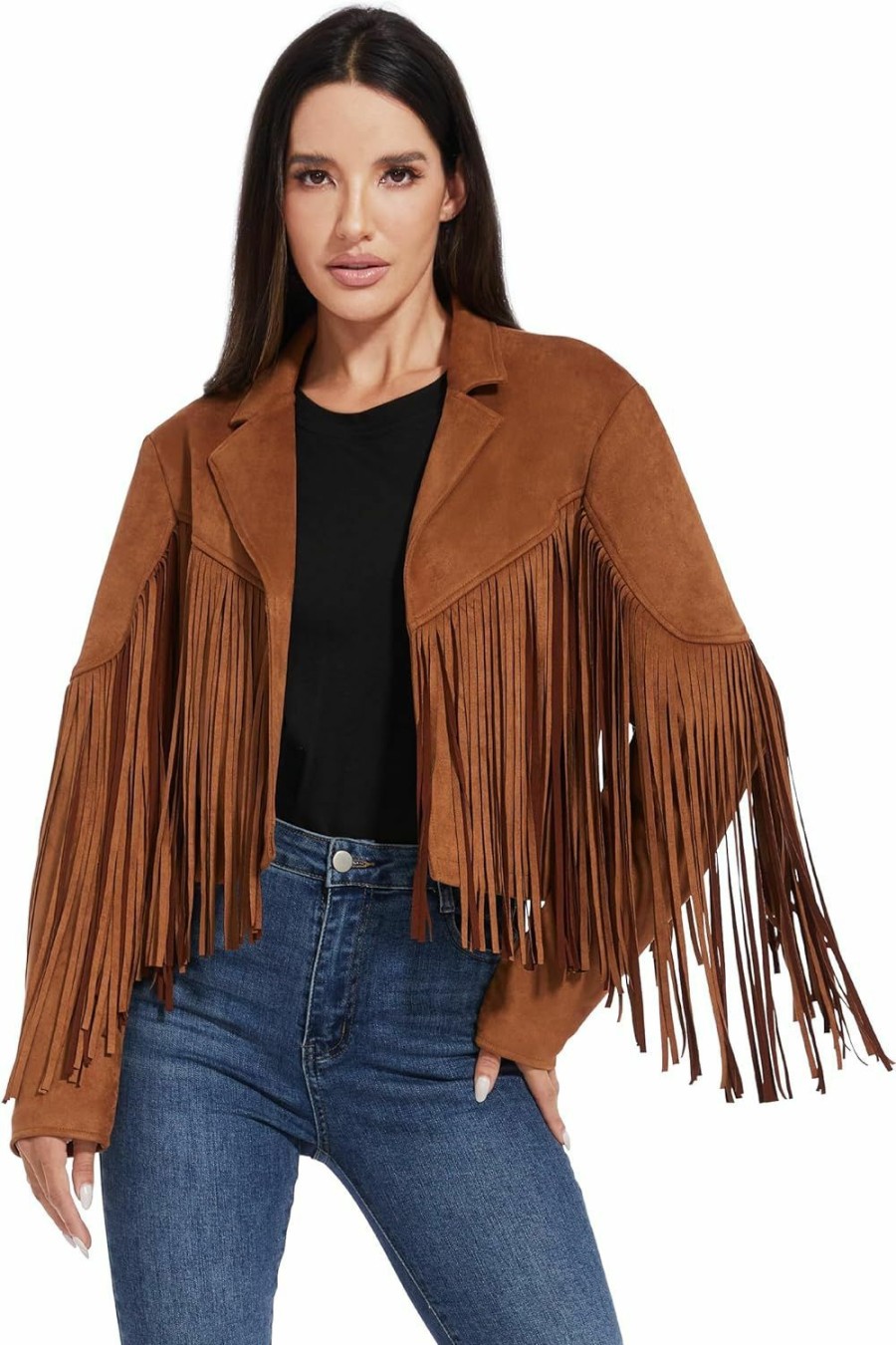 Fahsyee Fahsyee Women'S Fringe Leather Jackets - Suede Faux Motocycle Biker Cropped Coat Vegan Blazer Pleather Fashion Tassel S-Xxl | Coats, Jackets & Vests