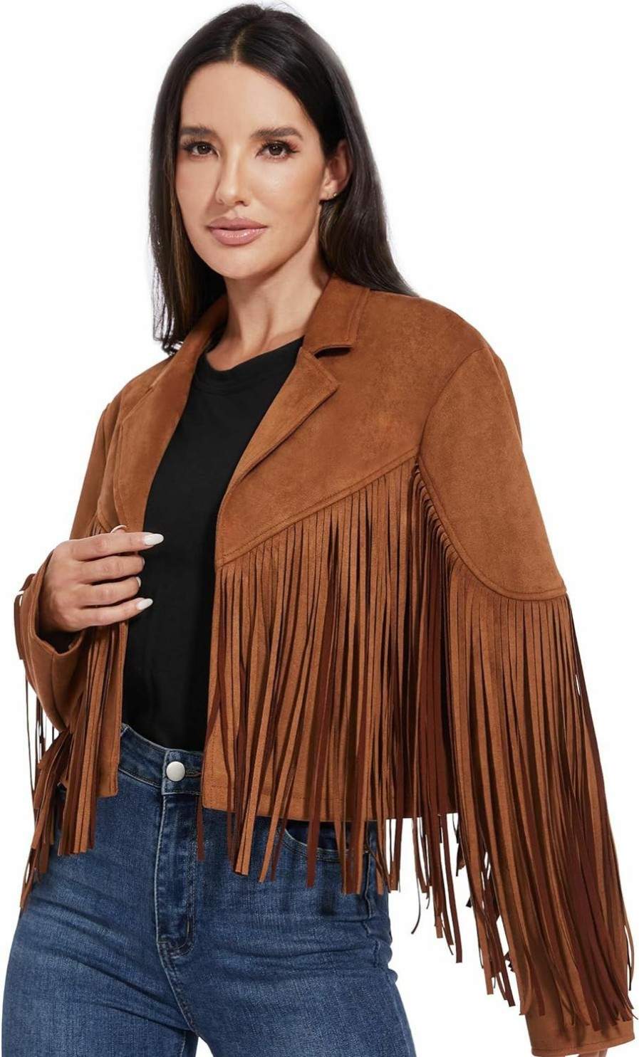 Fahsyee Fahsyee Women'S Fringe Leather Jackets - Suede Faux Motocycle Biker Cropped Coat Vegan Blazer Pleather Fashion Tassel S-Xxl | Coats, Jackets & Vests