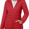 MAGCOMSEN Magcomsen Women'S Hooded Puffer Jacket Lightweight Quilted Padded Coat 4 Pockets Zip-Up Winter Warm Outerwear | Coats, Jackets & Vests