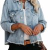 Jayscreate Jayscreate Women'S Jean Denim Jacket Pockets Oversized Ripped Short Light Cropped Mini Lightweight Ladies Denim Jacket | Coats, Jackets & Vests