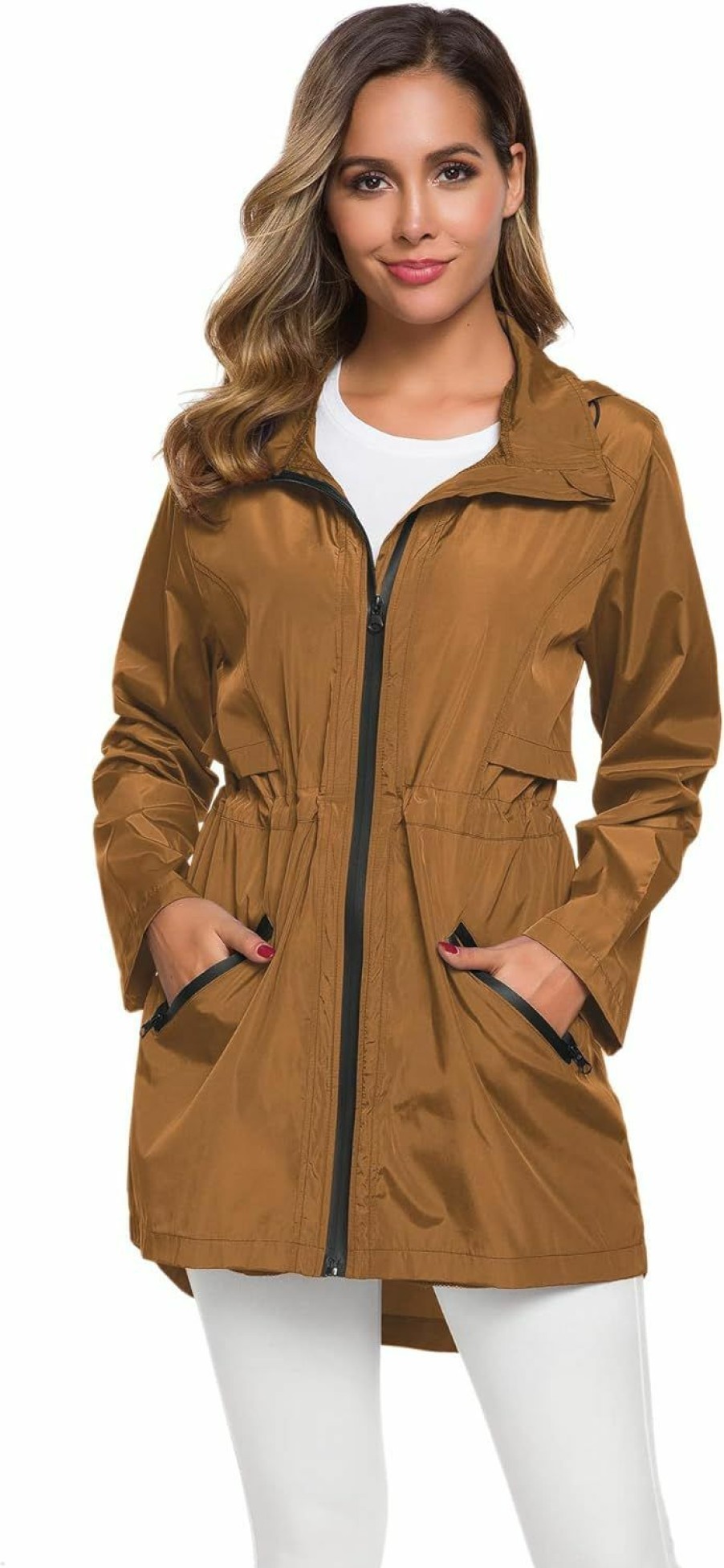 Avoogue Avoogue Women'S Long Raincoat With Hood Outdoor Lightweight Windbreaker Rain Jacket Waterproof | Coats, Jackets & Vests