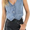 Imily Bela Imily Bela Womens Denim Vest Sleeveless V Neck Button Down Jean Waistcoat Jacket Y2K Summer Crop Tops | Coats, Jackets & Vests