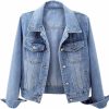 LifeShe Lifeshe Women'S Basic Long Sleeve Button Down Distressed Denim Jackets Jean Jacket Coat | Coats, Jackets & Vests