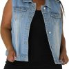 uxcell Uxcell Women'S Plus Size Buttons Denim Vest With Two Chest Flap Pockets Jackets | Coats, Jackets & Vests