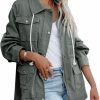 Ebifin Ebifin Womens Military Anorak Jacket Zip Up Snap Buttons Lightweight Safari Utility Coat Outwear With Pockets | Coats, Jackets & Vests