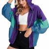 SweatyRocks Sweatyrocks Women'S Lightweight Windbreaker Patchwork Zipper Sport Jacket Coat Outerwear | Coats, Jackets & Vests