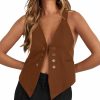 Floral Find Floral Find Women'S Casual Versatile Button Up Sleeveless Vest Sexy V Neck Jacket Waistcoat | Coats, Jackets & Vests