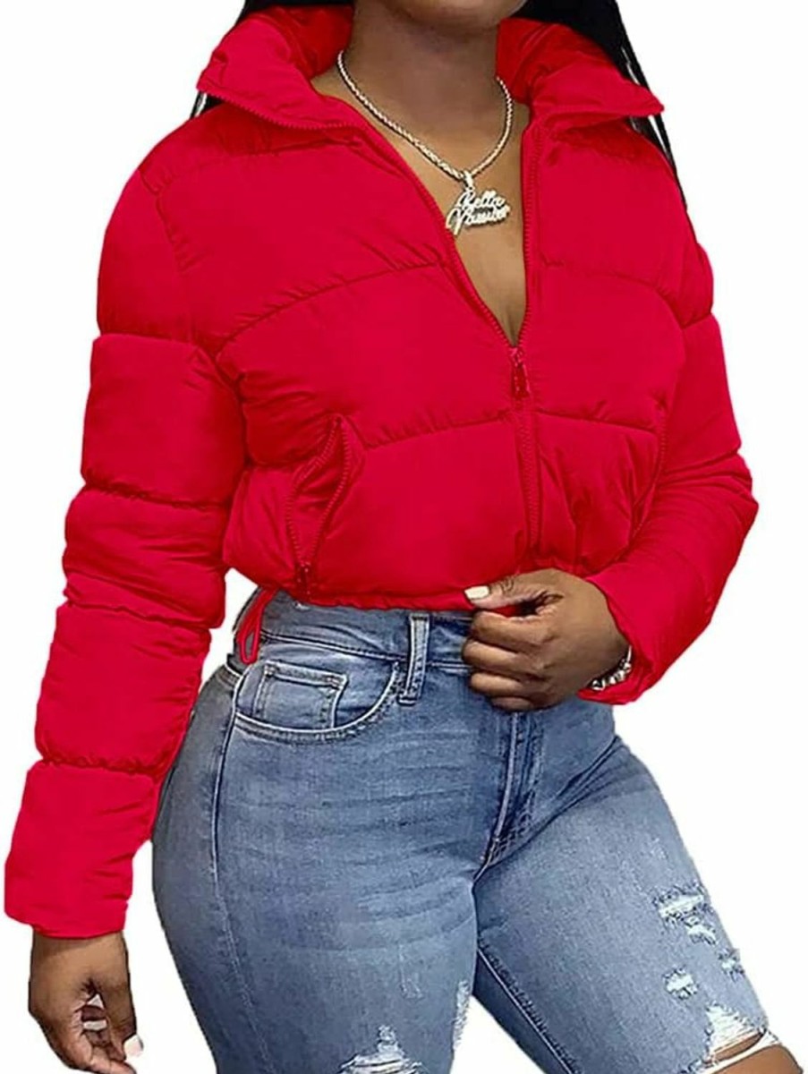 Ebifin Ebifin Women'S Long Sleeve High Neck Lightweight Coat Solid Color Jacket Full Zipper Soft Cropped Jacket Top | Coats, Jackets & Vests