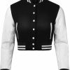 Sledwise Cropped Varsity Jacket Women - Premium Quality Leather And Wool Baseball Letterman Jacket For Women'S, Long Sleeve | Coats, Jackets & Vests