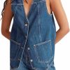 Tankaneo Tankaneo Denim Vest For Women Casual V Neck Button Down Sleeveless Jean Jacket | Coats, Jackets & Vests