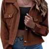 Gihuo Gihuo Women'S Fashion Cropped Shacket Button Down Corduroy Shacket Jackets Casual Plaid Long Sleeve Crop Shirts Jackets Tops | Coats, Jackets & Vests