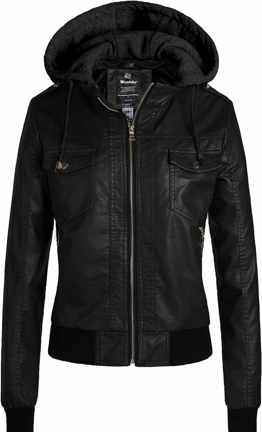 wantdo Wantdo Women'S Lightweight Leather Jacket Casual Motorcycle Pu Biker Coat With Removable Hood | Coats, Jackets & Vests