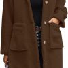 Angashion Angashion Women'S Fuzzy Fleece Lapel Open Front Long Cardigan Coat Faux Fur Warm Winter Outwear Jackets | Coats, Jackets & Vests