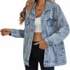 CYLADY Oversize Denim Jacket For Women Ripped Jean Jacket Boyfriend Long Sleeve Trucker Coat | Coats, Jackets & Vests