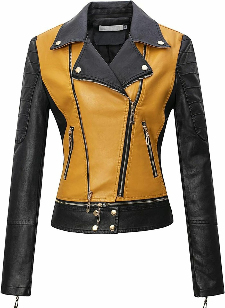 Tanming Tanming Women'S Faux Leather Moto Biker Short Coat Jacket | Coats, Jackets & Vests