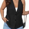 Floerns Floerns Women'S Plus Size Button Down Lapel Neck Vest Sleeveless Blazer Suit Jackets | Coats, Jackets & Vests