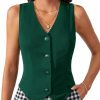 Verdusa Verdusa Women'S Button Front Lapel Collar Sleeveless Crop Vest Waistcoat Jacket | Coats, Jackets & Vests