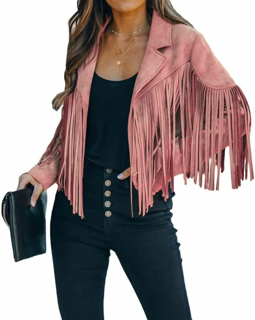 CHARTOU Chartou Casual Faux Leather Jacket Women Motorcycle Jacket Fringe Cropped Jacket Utility Tassel Suede Moto Jacket | Coats, Jackets & Vests