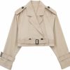 PAODIKUAI Paodikuai Women'S Trench Coat Double-Breasted Cropped Jackets Classic Lapel Overcoat With Adjustable Belt | Coats, Jackets & Vests