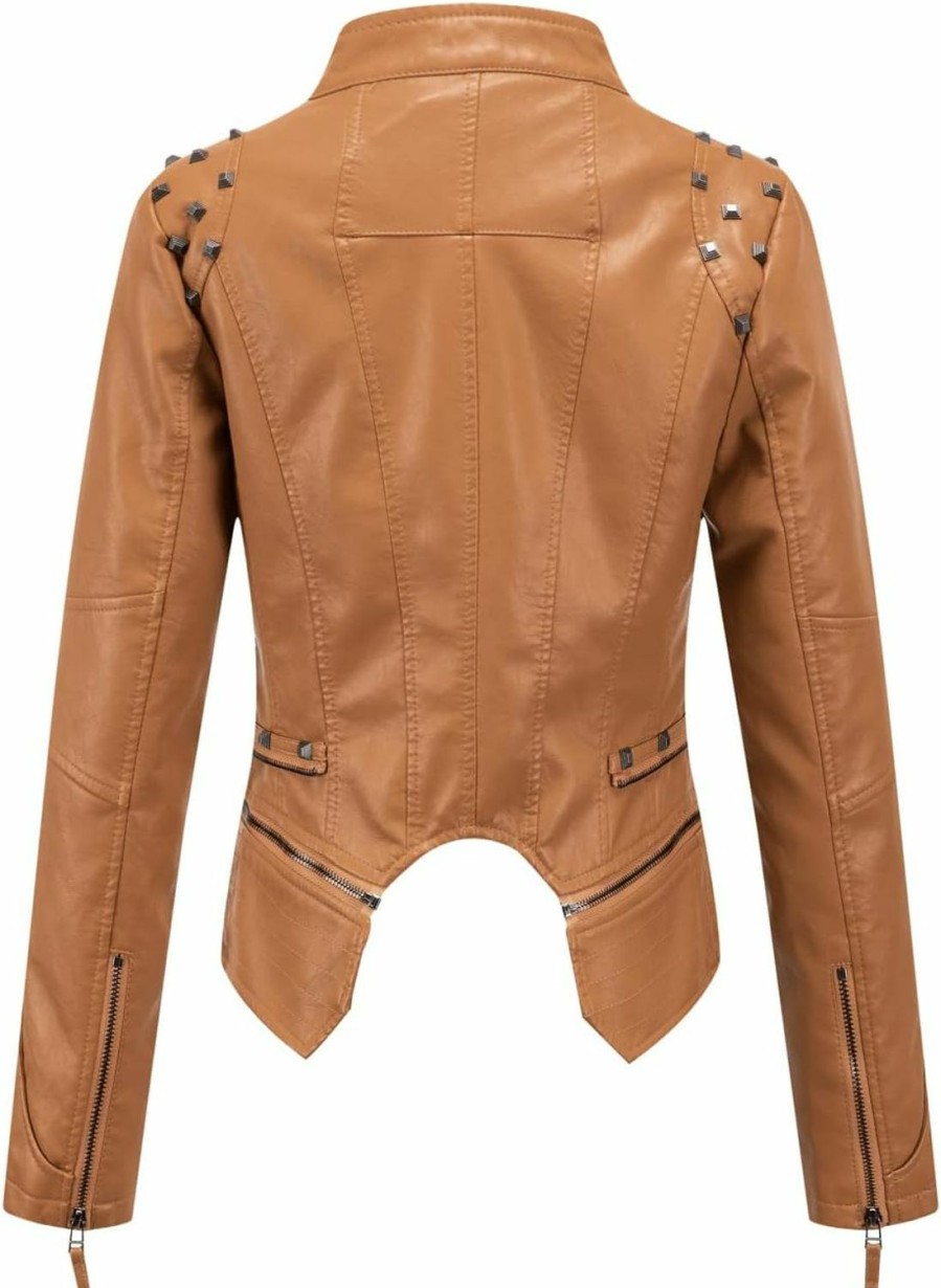 chouyatou Chouyatou Women'S Fashion Studded Perfectly Shaping Faux Leather Biker Jacket | Coats, Jackets & Vests