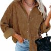 Astylish Astylish Women Corduroy Shirts Casual Long Sleeve Button Down Blouses Top | Coats, Jackets & Vests