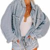 EZAPINE Women'S Pearls Embellished Denim Jacket Casual Distressed Long Sleeve Jean Coat | Coats, Jackets & Vests