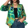 WDIRARA Wdirara Women'S Printed Open Front 3/4 Sleeve Blazer Ruffle Jacket Outerwear | Coats, Jackets & Vests