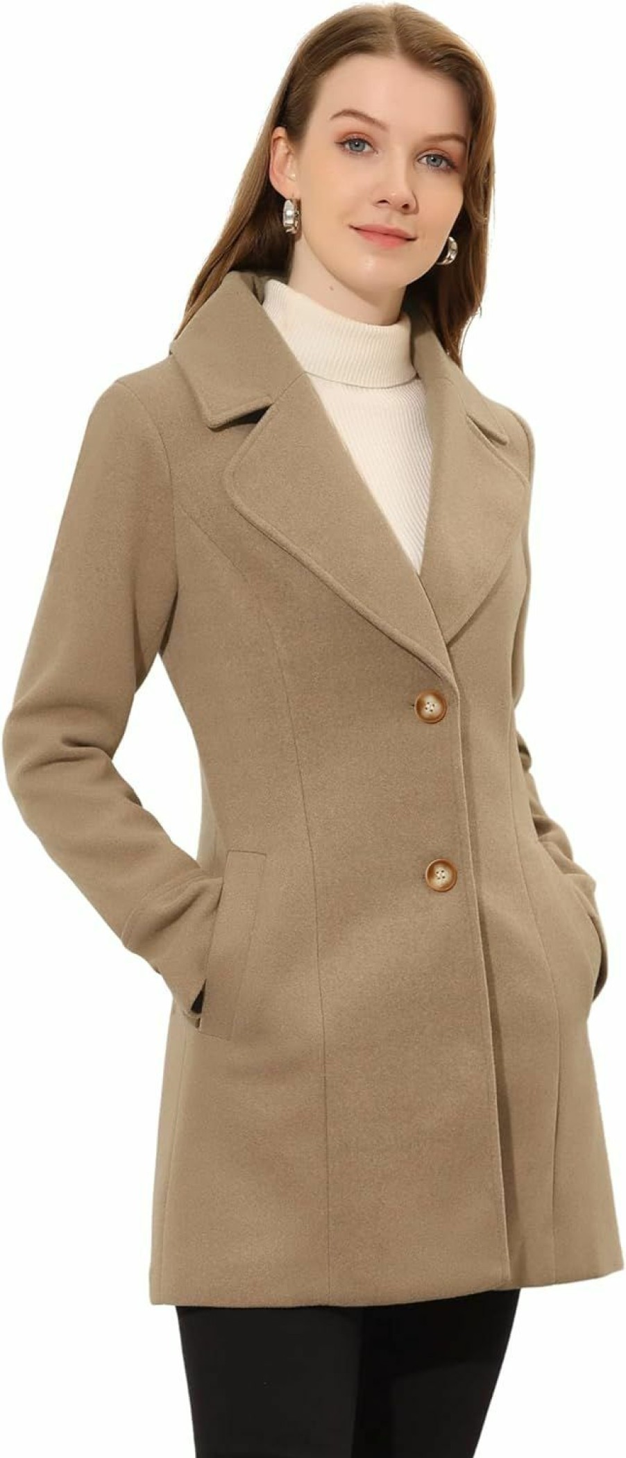 Allegra K Allegra K Women'S Elegant Overcoat Notched Shawl Collar Single Breasted Outerwear Winter Long Coat | Coats, Jackets & Vests