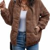 Angashion Angashion Women'S Bomber Jacket Corduroy Ribbed Quilted Zip Up Long Sleeve Winter Coat Fall Outerwear Tops With Pockets | Coats, Jackets & Vests