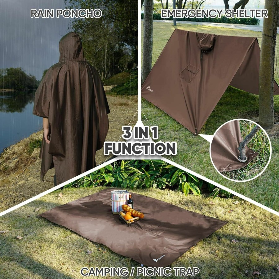 PTEROMY Pteromy Hooded Rain Poncho For Adult With Pocket, Waterproof Lightweight Uni Raincoat For Hiking Camping Emergency | Coats, Jackets & Vests