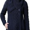 SAOL Saol 100% Merino Wool Women Classic Cable Knit Cardigan Irish Coat With Pockets | Coats, Jackets & Vests