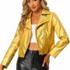 Allegra K Allegra K Metallic Jacket For Women'S Biker Shiny Holographic Jacket | Coats, Jackets & Vests