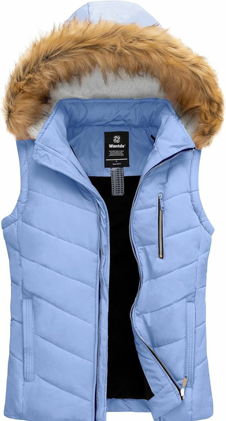 wantdo Wantdo Women'S Thicken Winter Vest Warm Puffer Vest With Removable Fur Hood | Coats, Jackets & Vests