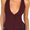 Fanway&EC Fanway&Ec Women'S Casual V Neck Button Front Crop Vest Sleeveless Sexy Halter Backless Waistcoat Jacket | Coats, Jackets & Vests