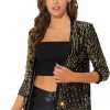 Allegra K Allegra K Women'S Sequin Cardigan Christmas 3/4 Sleeve Open Front Party Velvet Sequin Jackets | Coats, Jackets & Vests