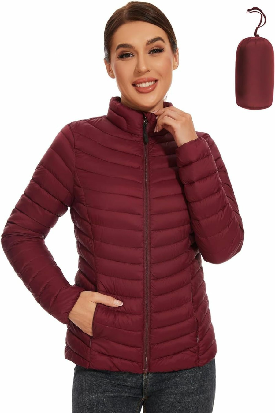 ROYAL MATRIX Royal Matrix Women'S Packable Puffer Jacket Lightweight Quilted Puffer Jacket Winter Warm Puffy Jacket With Stand Collar | Coats, Jackets & Vests