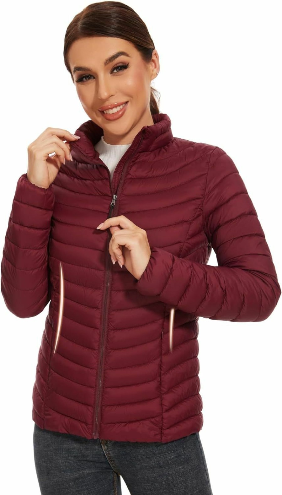 ROYAL MATRIX Royal Matrix Women'S Packable Puffer Jacket Lightweight Quilted Puffer Jacket Winter Warm Puffy Jacket With Stand Collar | Coats, Jackets & Vests