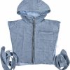 Novaorily Womens Causal Sleeveless Hooded Denim Vest Zipper Padded Vest Relax Fit Jean Vest Outwear Cropped Vest Jacket | Coats, Jackets & Vests