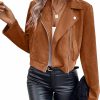 MakeMeChic Makemechic Women'S Faux Suede Jacket Long Sleeve Pocket Zip Up Moto Biker Jacket Coat | Coats, Jackets & Vests