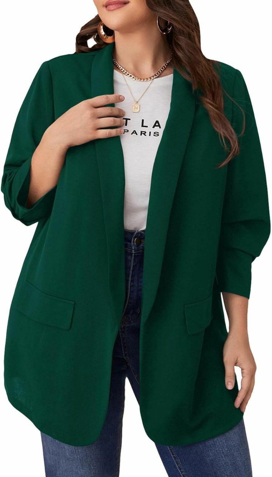 WDIRARA Wdirara Women'S Plus Size Long Sleeve Blazer Casual Open Front Cardigan Jacket | Coats, Jackets & Vests