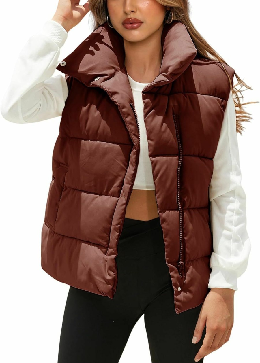 Fiona Jolin Fiona Jolin Puffer Vest Women Lightweight Winter Zip Up Stand Collar Sleeveless Puffy Jackets Padded Coats | Coats, Jackets & Vests