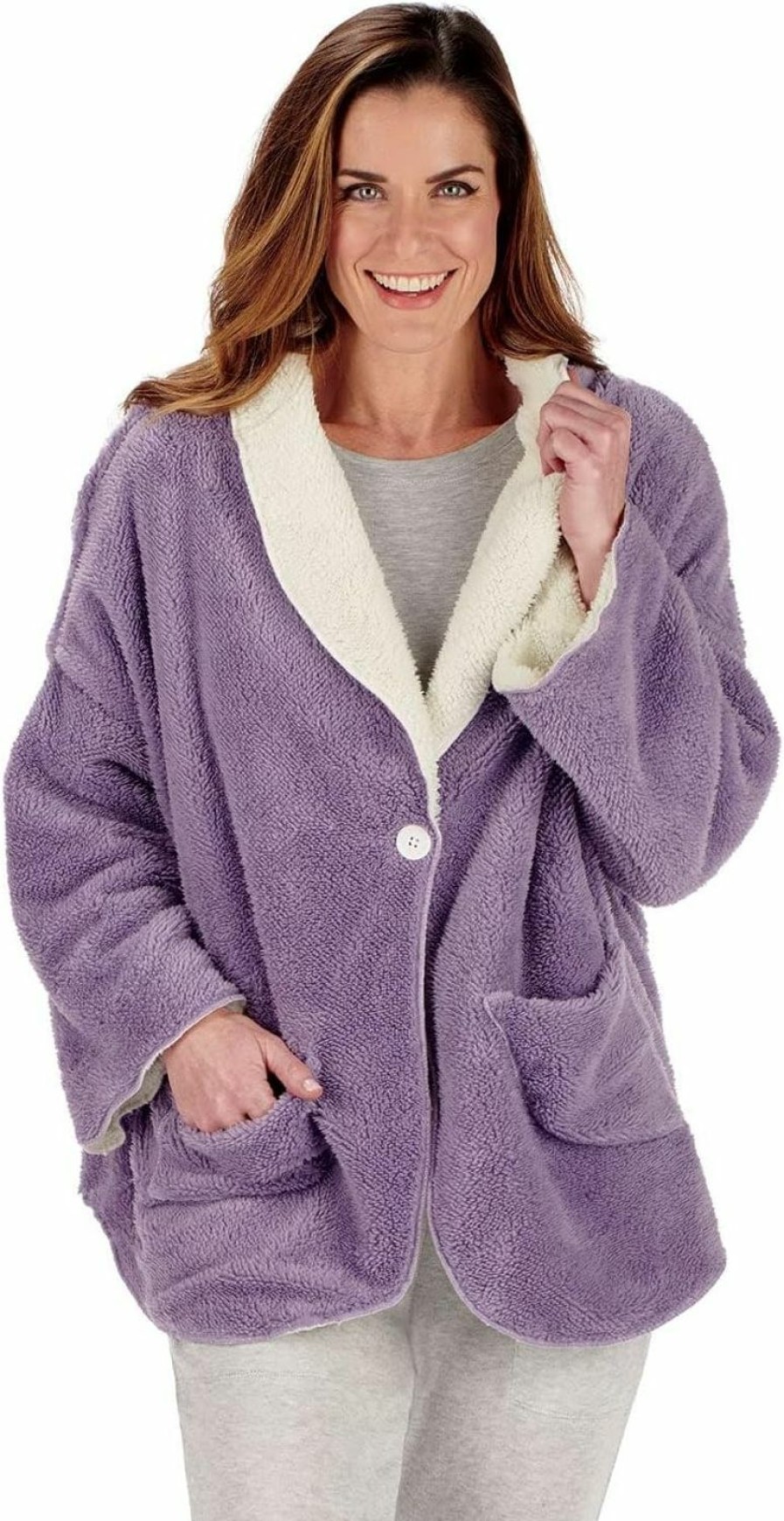 CATALOG CLASSICS Catalog Classics Womens Bed Jacket With Pockets, Fleece Bed Jackets For Women | Coats, Jackets & Vests