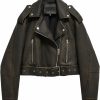 LY VAREY LIN Ly Varey Lin Women Faux Leather Cropped Jacket Lapel Zipper Biker Short Coat With Belt | Coats, Jackets & Vests