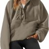 Yanekop Yanekop Womens Fuzzy Fleece Pullover Sherpa Sweatshirt Long Sleeve Button Down Sweater Jacket With Pockets | Coats, Jackets & Vests