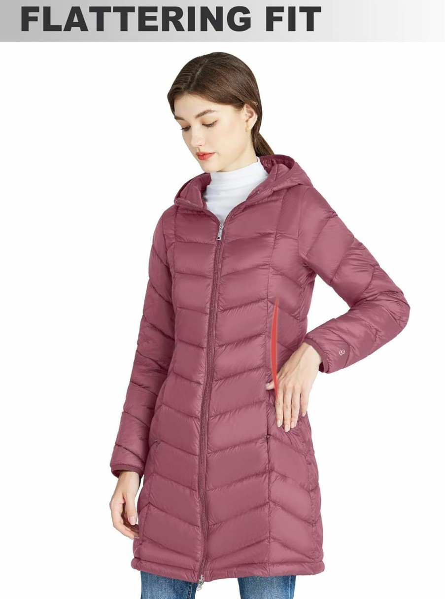 SLOWTOWN Women'S Lightweight Puffer Coat Long Hooded Puffer Jakcet Packable Warm Winter Coat | Coats, Jackets & Vests