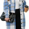 ZOMVA Zomva 2023 Women'S 0X-5X Plus Size Long Flannel Plaid Shacket Jacket Oversized Button Down Coats Shirts With Pockets | Coats, Jackets & Vests