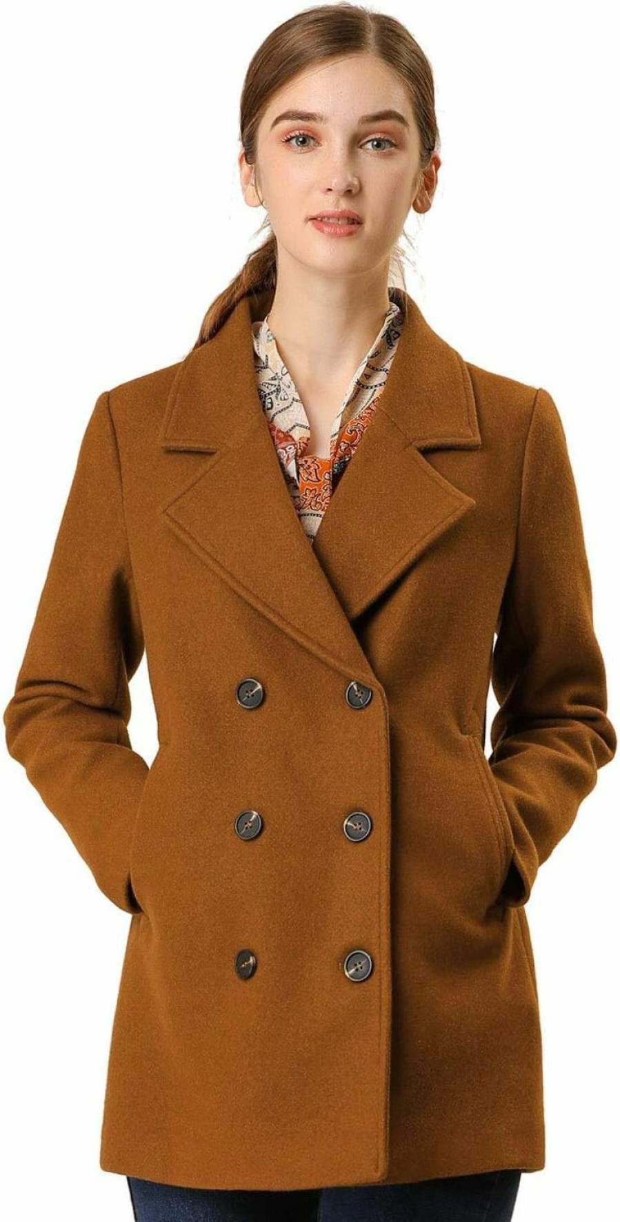 Allegra K Allegra K Women'S Long Sleeves Double Breasted Button Winter Outerwear Pea Coat | Coats, Jackets & Vests