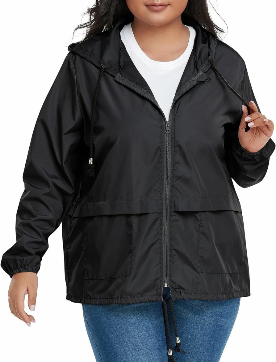 American Trends American Trends Women Plus Size Light Raincoat Jackets Packable Hooded Waterproof Windbreaker For Women | Coats, Jackets & Vests