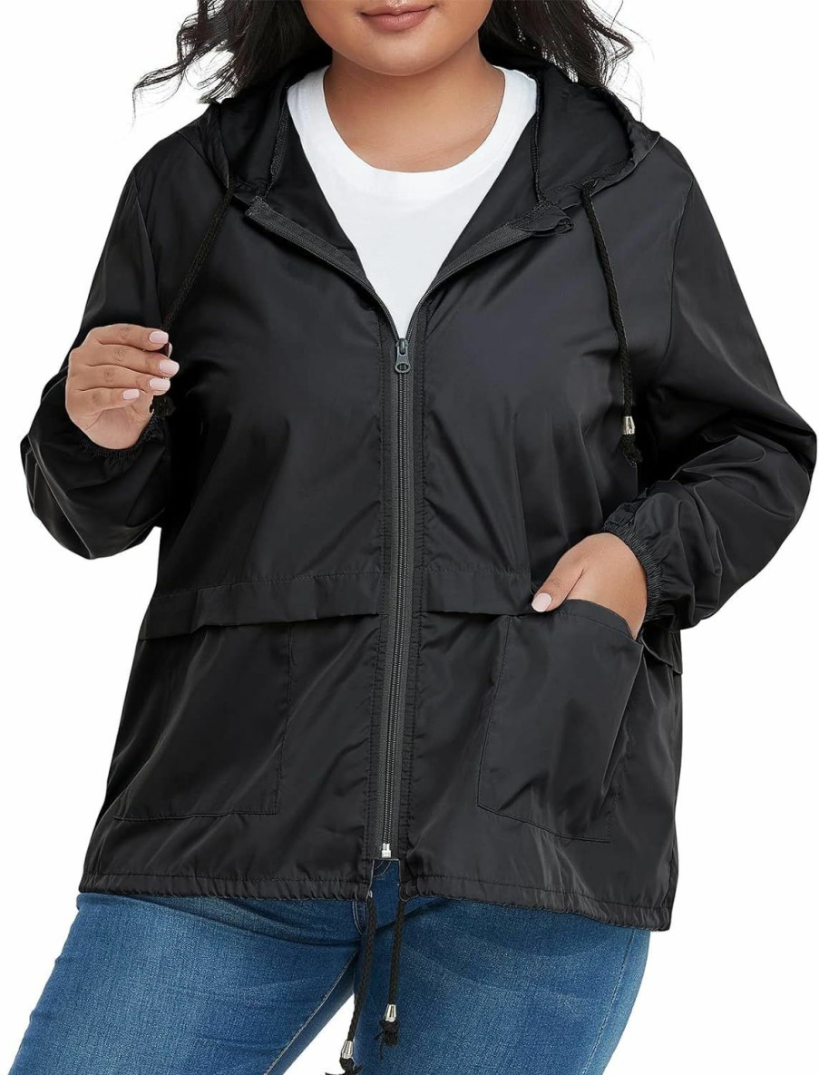 American Trends American Trends Women Plus Size Light Raincoat Jackets Packable Hooded Waterproof Windbreaker For Women | Coats, Jackets & Vests